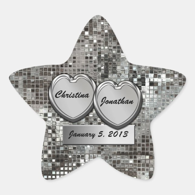Étoile Coeurs customisés sur Sequins Star Sticker (Devant)