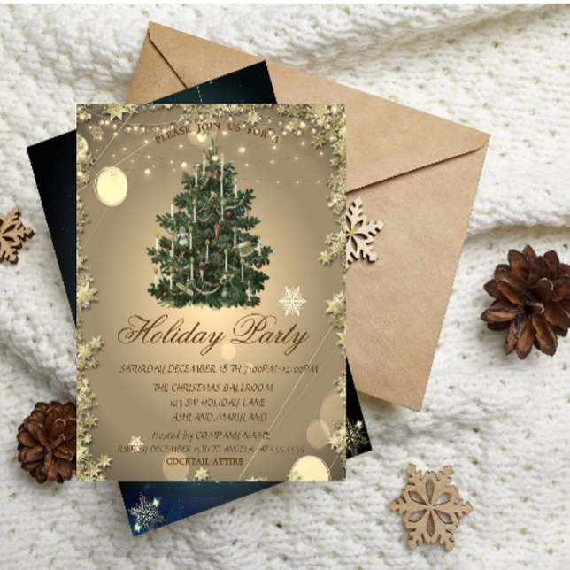 Étoile d'arbre de Noël vintage Invitation de vacan (Créateur téléchargé)