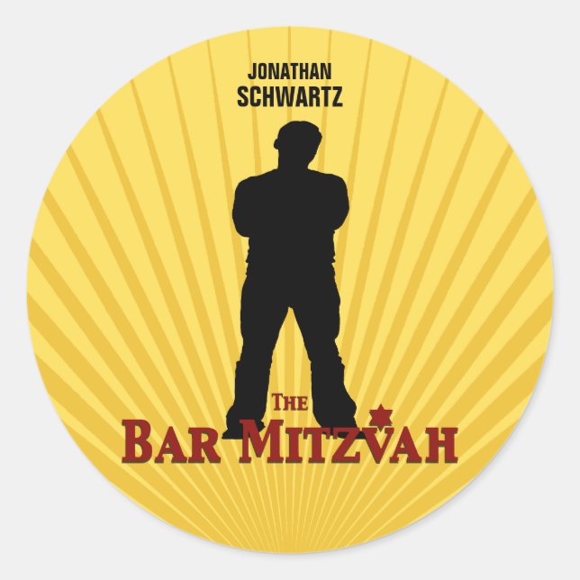 Étoile de cinéma Bar Mitzvah Sticker bleu jaune (Devant)