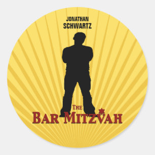 Étoile de cinéma Bar Mitzvah Sticker bleu jaune