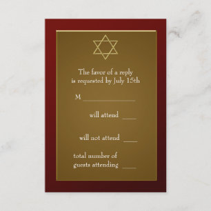 Étoile de David Bar Mitzvah RSVP rouge Bourgogne