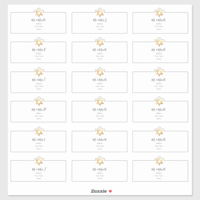 Étoile de David Étiquette de adresse invité (Feuille)