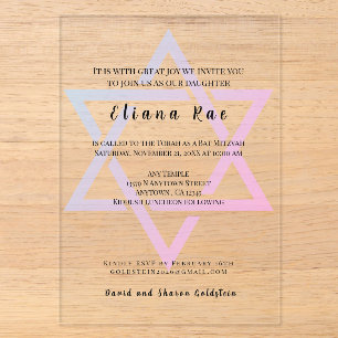 Étoile de David Glam Invitation élégante pour Bat