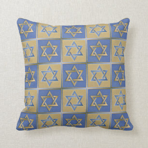 Étoile de David Judaica Coussin Métal Or Bleu