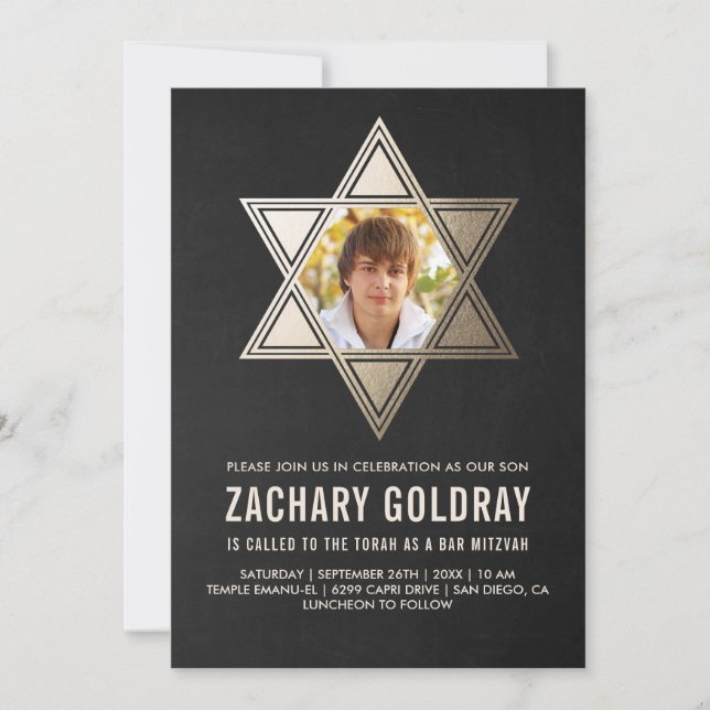 Étoile de feuille d'or de Faux des invitations | (Devant)