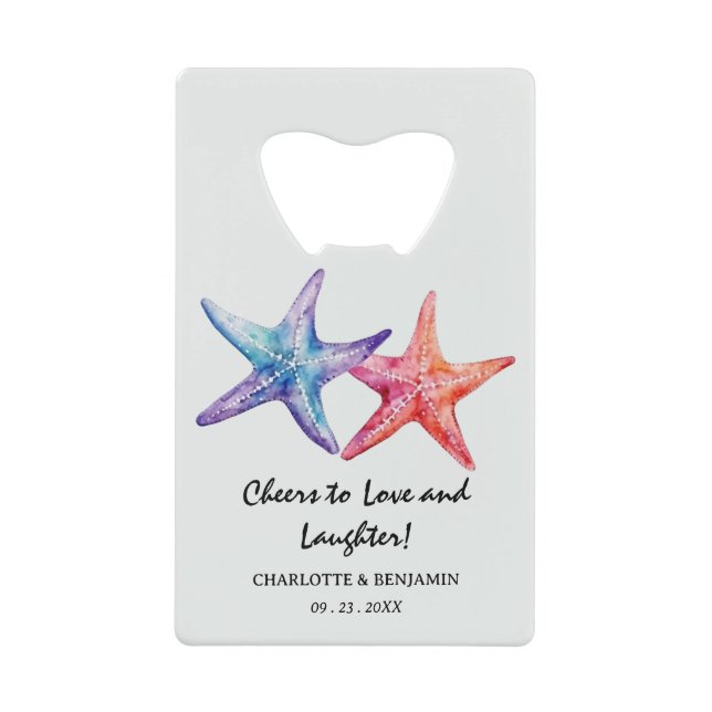 Étoile de mer aquarelle Faveur de mariage de plage (Devant)