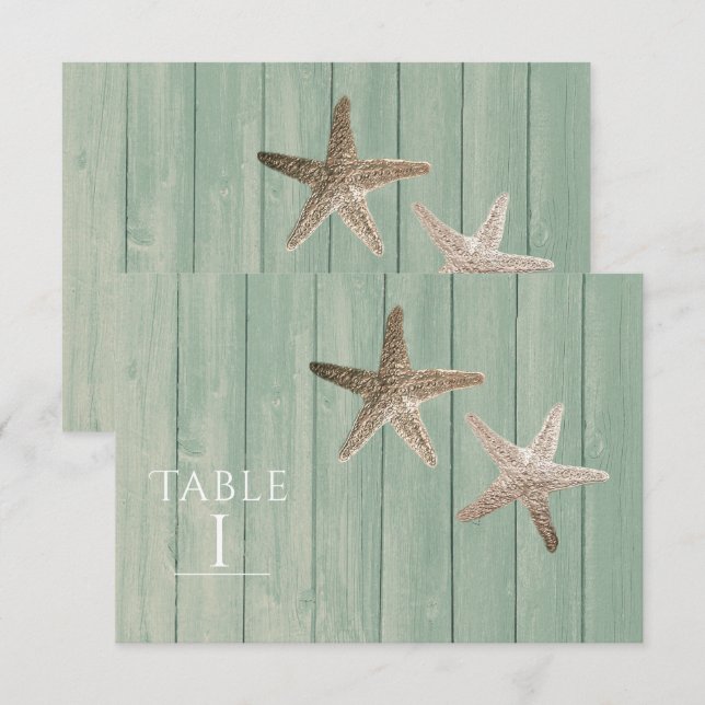 Étoile de mer dorée et élégant numéro de table de  (Devant / Derrière)