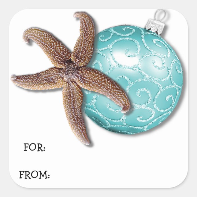 Étoile de mer et ornement Étiquette de cadeau de N (Devant)