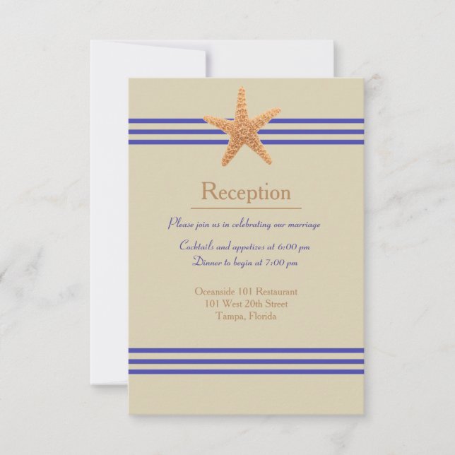 Étoile de mer nautique beige - Invitation de récep (Devant)
