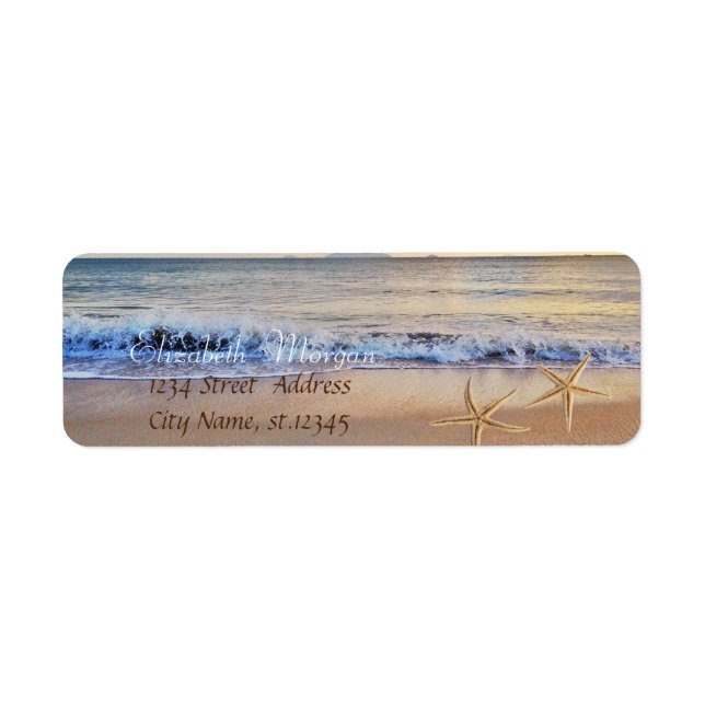 Étoile de mer, Plage, Étiquette d'adresse de retou (Devant)