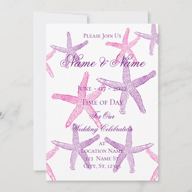 Étoile de mer rose violet Invitation Thunder_Cove (Devant)
