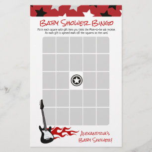 Étoile de Rock Rouge jeu de bingo Baby Shower