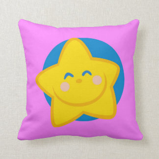 Étoile de sourire mignonne, coussin rose
