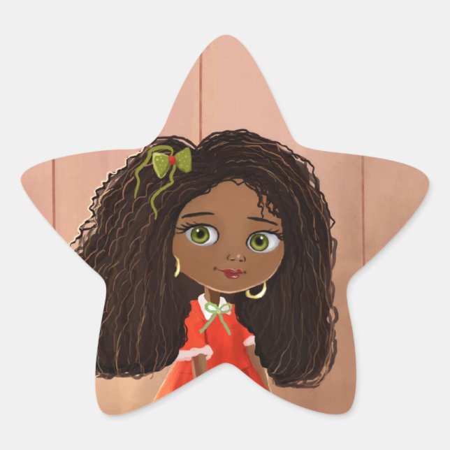 Étoile dessin mignon Black girl Mindy Sticker (Devant)