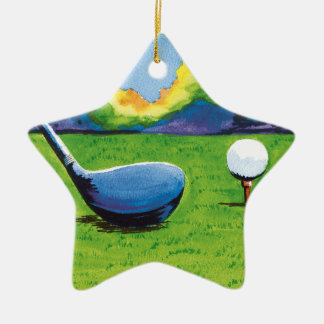 Étoile En Céramique Dix-neuvième ornement de golf de trou