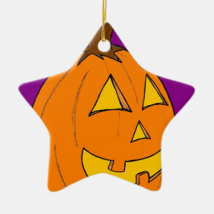 Étoile En Céramique Jack o' Lantern Purple Ornement