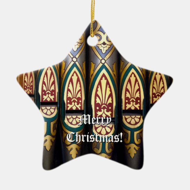 Étoile En Céramique Joyeux ornement orgue de Noël (Devant)