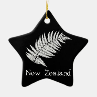 Étoile En Céramique Nouvelle-Zélande Argent Fern Ornement