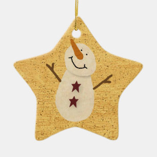 Étoile En Céramique Ornement de Bonhomme de Neige Primitive