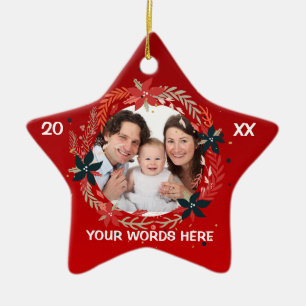 Étoile En Céramique Ornement de photo de Noël du bébé personnalisé