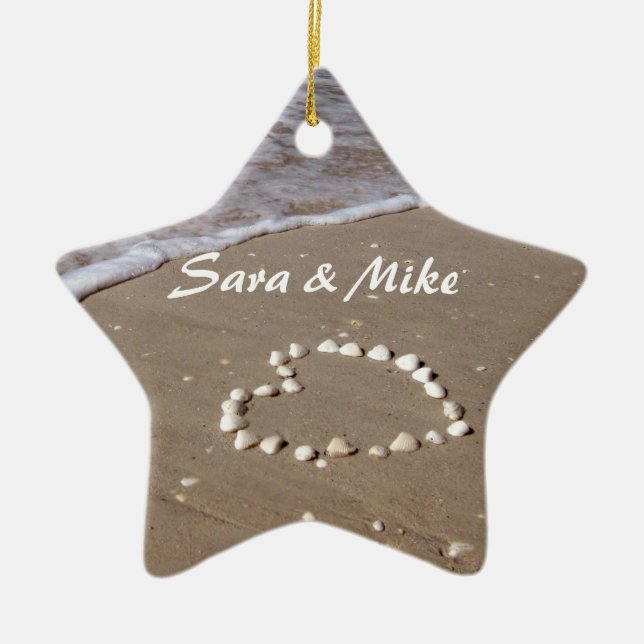 Étoile En Céramique Ornement de plage de coeur de Shell (Devant)