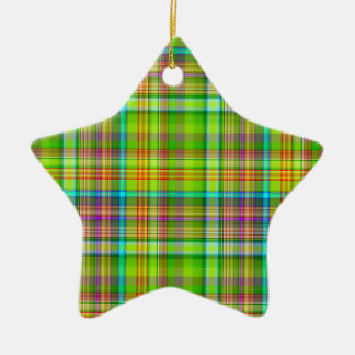 Étoile En Céramique Ornement de plaid de Beary Nice
