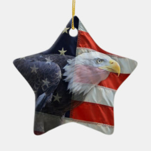Étoile En Céramique Ornement patriotique d'Eagle de drapeau des USA