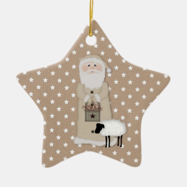 Étoile En Céramique Ornement primitif Père Noël (Devant)