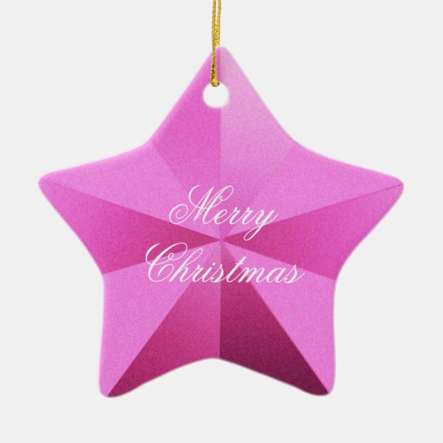 Étoile En Céramique Ornement rose Star de Noël personnalisable (Devant)