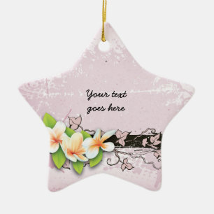 Étoile En Céramique Plumeria vintage et ornement de grunge rose lierre