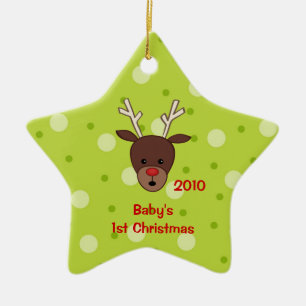 Étoile En Céramique Premier ornement de renne de Noël du bébé
