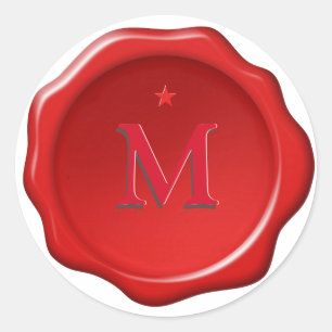 Étoile et monogramme sur autocollant de sceau en c