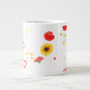 Étoile florale & Coeur Mug - Tournesol brillant &