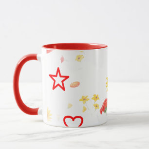 Étoile florale & Coeur Mug - Tournesol brillant & 