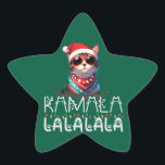 Étoile Fun Christmas Cat Kamala La La La La La Sticker<br><div class="desc">Ce chat de Noël amusant portant un casquette de Noël et des lunettes de soleil,  avec la police amusante du chat disant Kamala La La La,  est parfait pour une dame de chat qui aime Kamala Harris.</div>