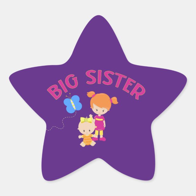 Étoile Grande Soeur avec Bébé Sticker Star Soeur (Devant)