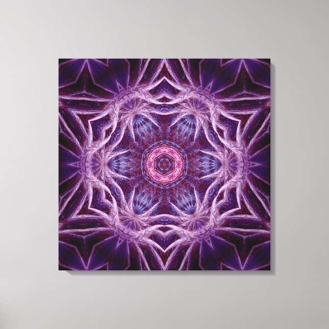 Étoile hexagonale fractale violette sur toile (Recto)