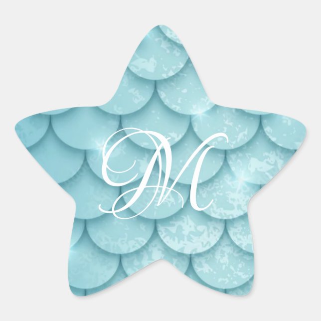 Étoile M est pour Sticker à échelle bleue Mermaid (Devant)