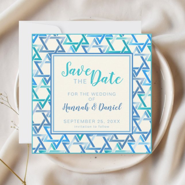 Étoile mariage juive de david Save The Date Card (Créateur téléchargé)