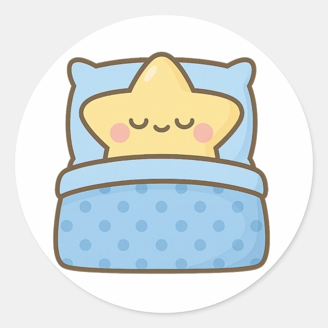 Étoile Mignonne au Lit – Autocollant Transparent (Devant)