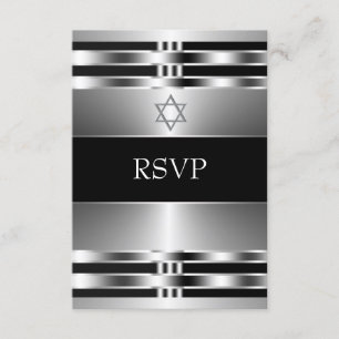 Étoile noire d'argent de David Bar Mitzvah RSVP