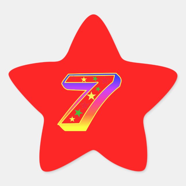 Étoile Numéro 7e Sticker de fête d'anniversaire (Devant)