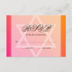 Etoile rose orange de David Bat mitzvah RSVP