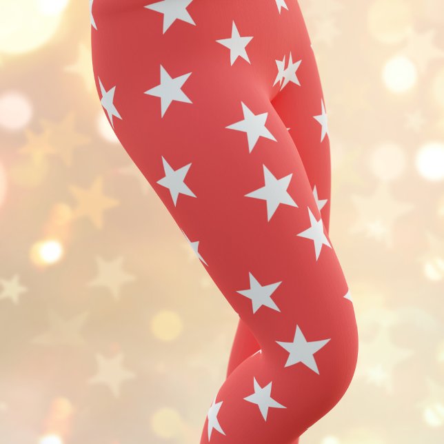 Étoile rouge et blanche Motif Leggings d'été (Red and white star pattern leggings just for you)
