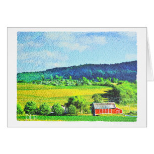 Étoile rouge/paysage Art/aquarelle