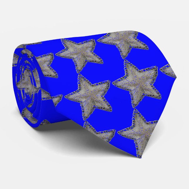 Étoile Sequin Imprimer cravate sur bleu (Roulé)