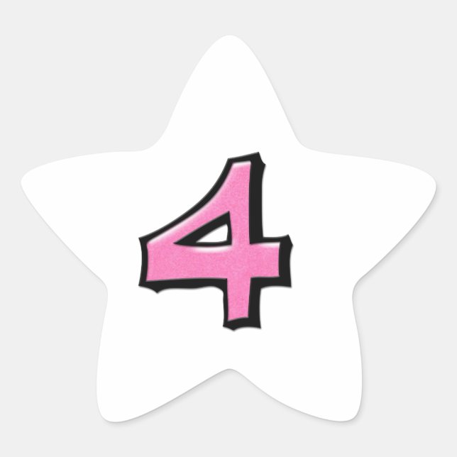 Étoile Silencieux Numéro 4 rose blanc Star Sticker (Devant)