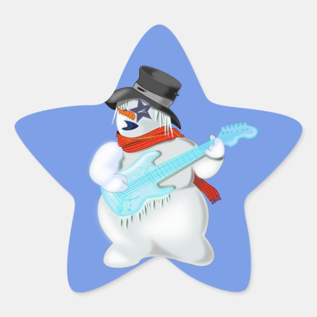 Étoile Snowman avec Sticker Guitare - Personnalisable (Devant)
