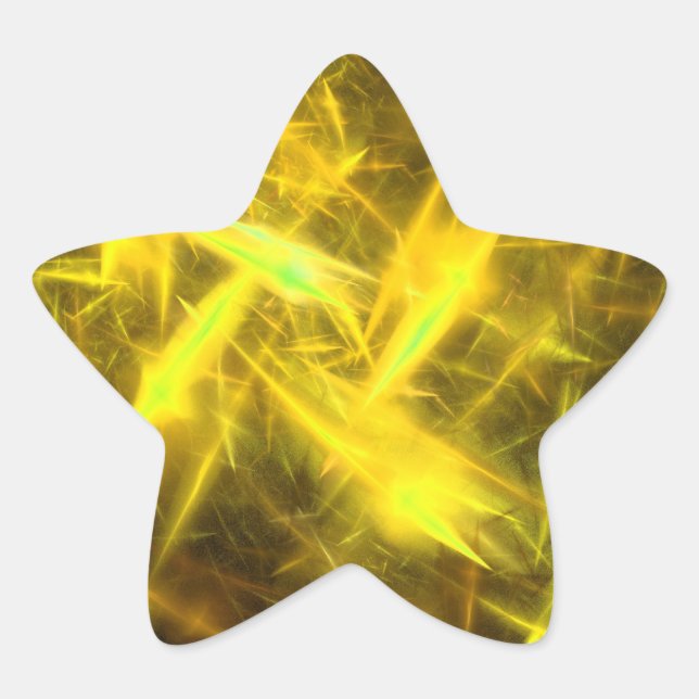 Étoile Sticker Abstrait Fractal Jaune éclaircissant (Devant)