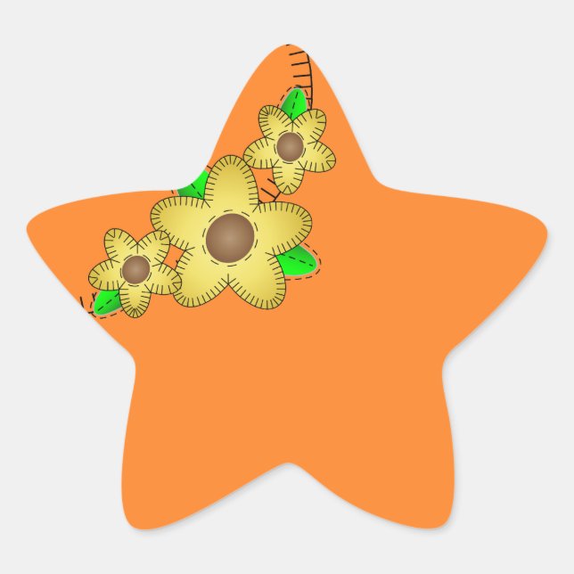 Étoile Sticker Arrière - plan Fleur Jaune (Devant)